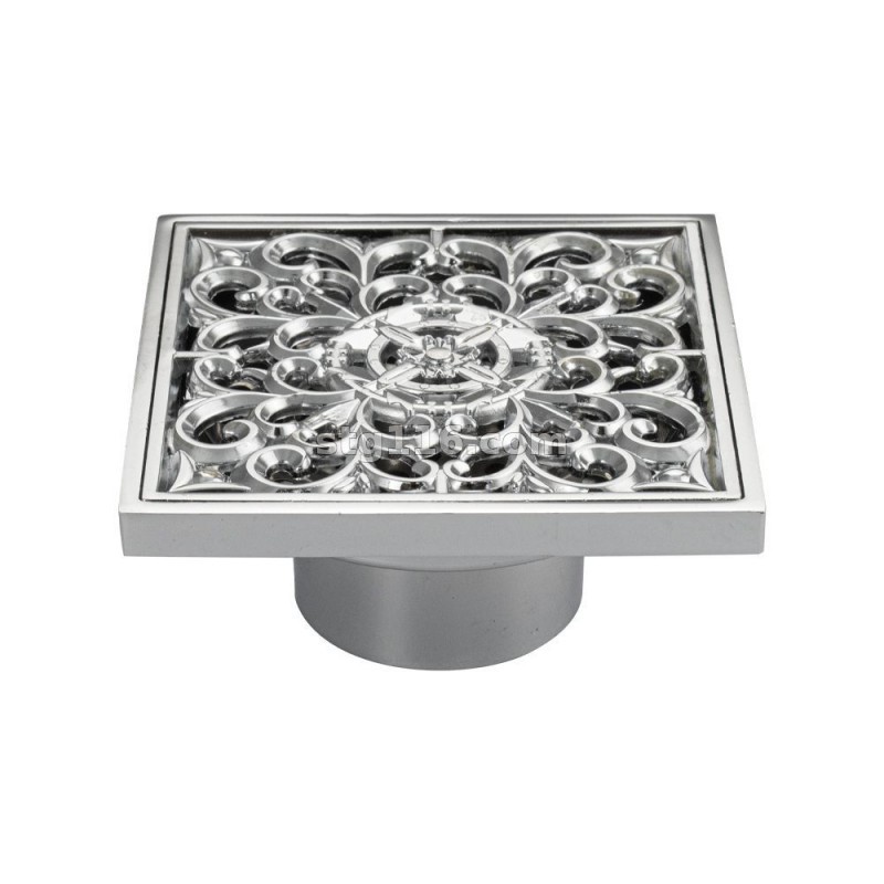 Трап латун.(00030) 100*100 на выход 50мм хром. сух.затв.