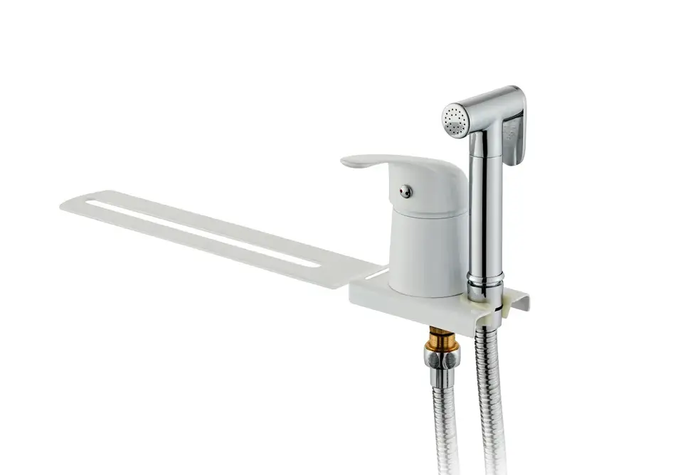 S1575-7 Смеситель гигиенический с биде приставкой для унитаза белый