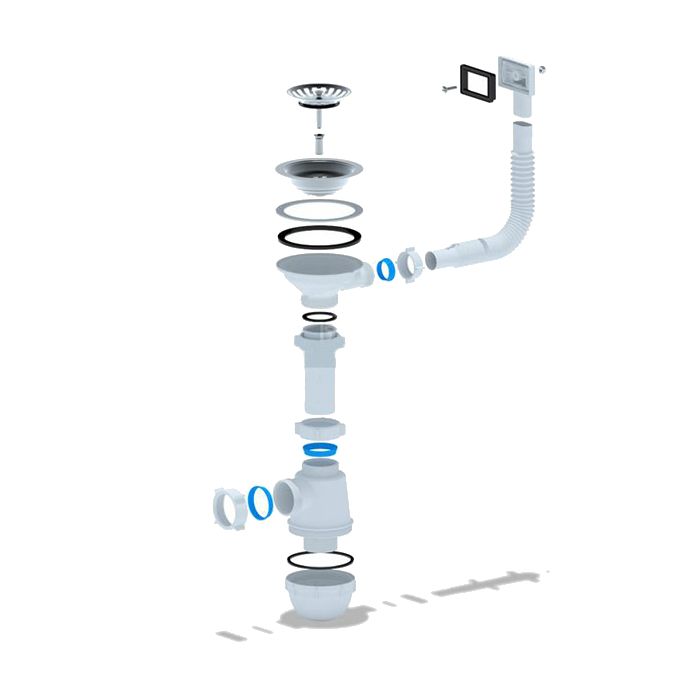 АНИ Сифон А 0145S (д/мойки с регл.квадрат перелив) (10)